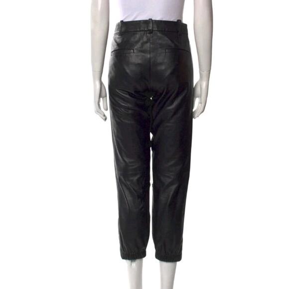Nili Lotan Black Lambskin Leather Cropped French Military Jogger Pants SZ 8 (G - Picture 6 of 10